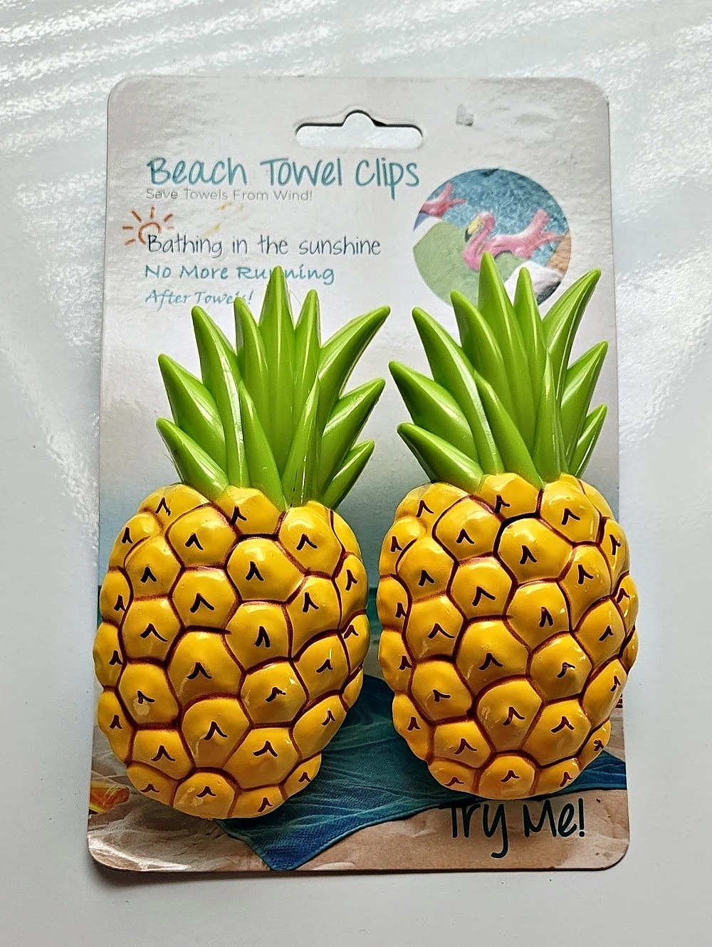 Outdoor Decor Beach Towel Clips Pineapple Yellow & Green NWT